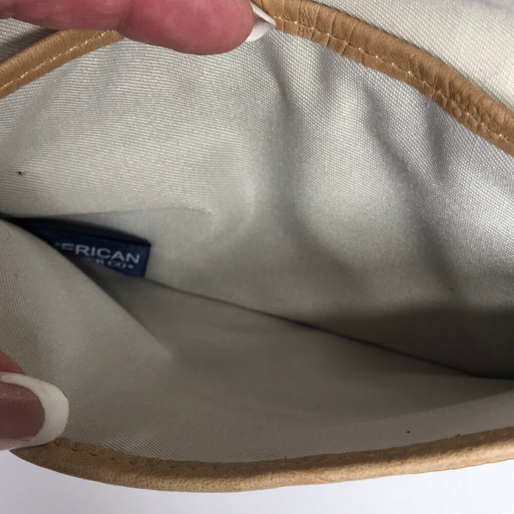 American Leather Co Tan Tooled Envelope Wallet Small Clutch Wristlet Leather - Picture 10 of 11